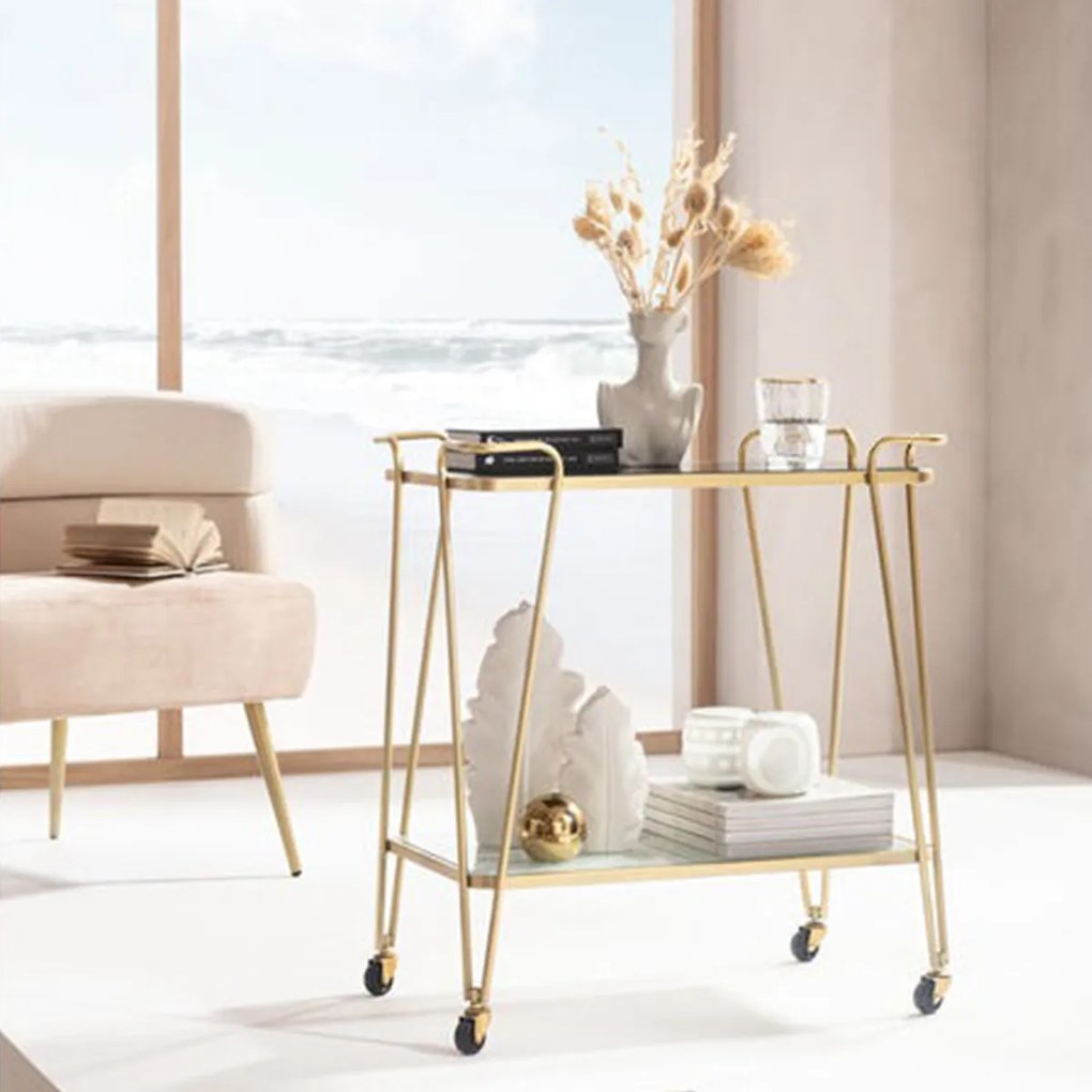 Kare Design West Coast Gouden Serveertrolley - 60 X 37cm.