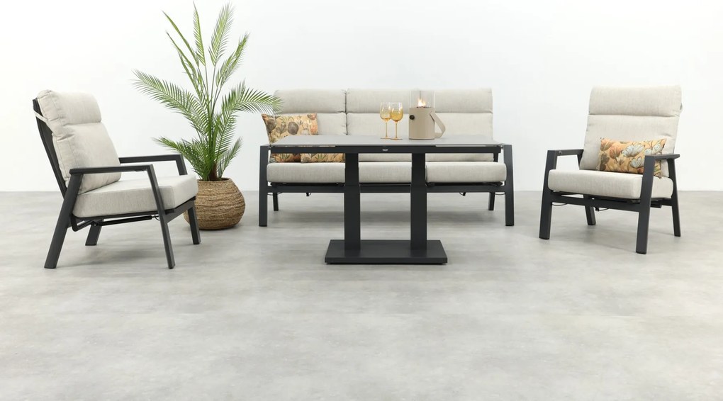 Lagos/Milford verstelbare 5-zits stoel-bank loungeset - antraciet