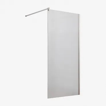 Vaste Douchewand Met 8 Mm Gehard Glas En Bristol Aluminium Geborsteld Grijs & Transparant & 90 X 195 Cm - Sklum