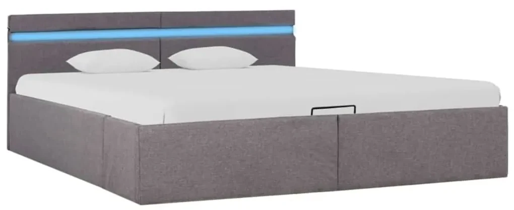 vidaXL Bedframe met hydraulische opslag en LED stof taupe 180x200 cm