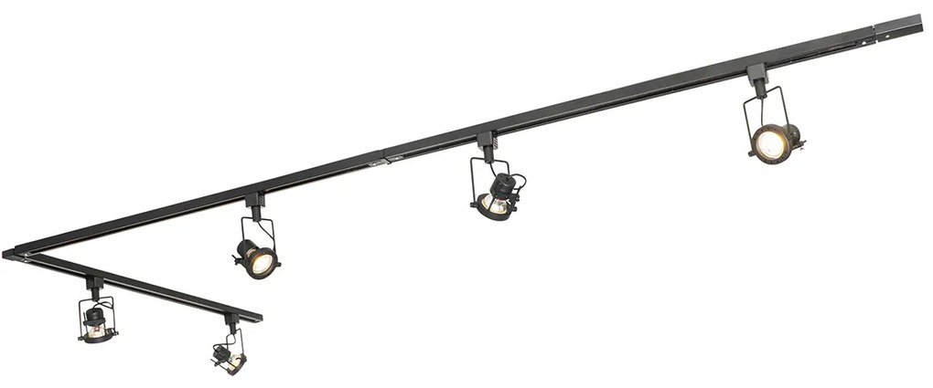 Smart railsysteem zwart 1-fase incl. 5 Wifi GU10 - Iconic Suplux