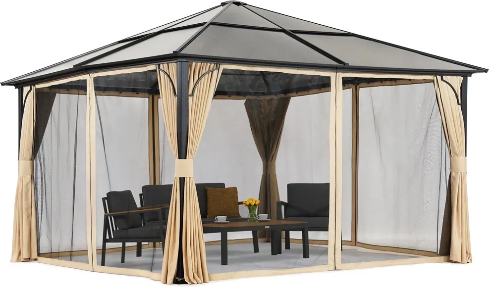 Moderne tuinprieel Santiago Premium 4x4m Tuinpunt beige