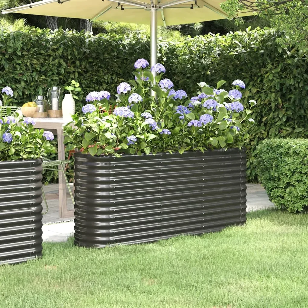 vidaXL Plantenbak 152x40x68 cm gepoedercoat staal antracietkleurig