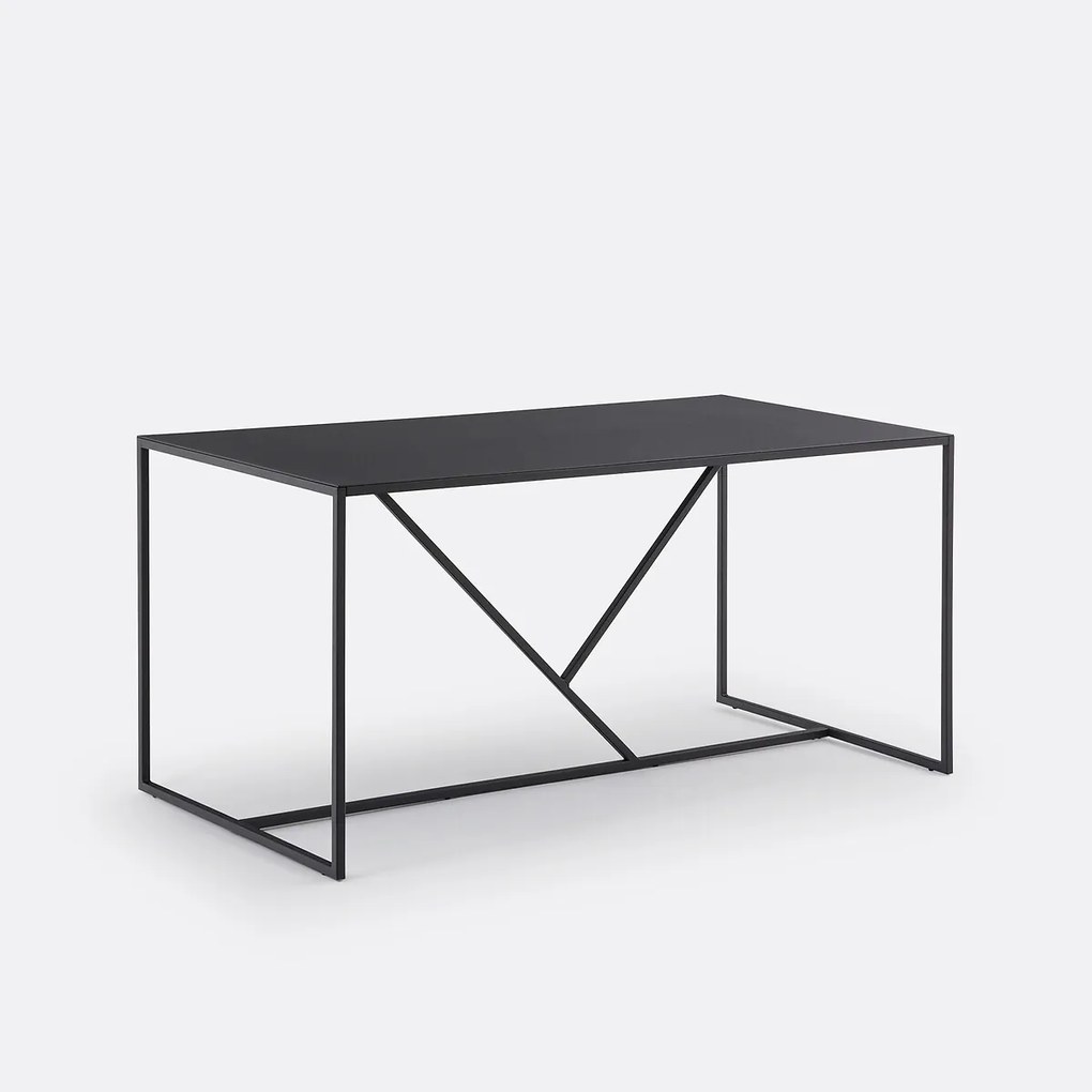 Rechthoekige ijzeren eettafel, 6 couverts, Abby