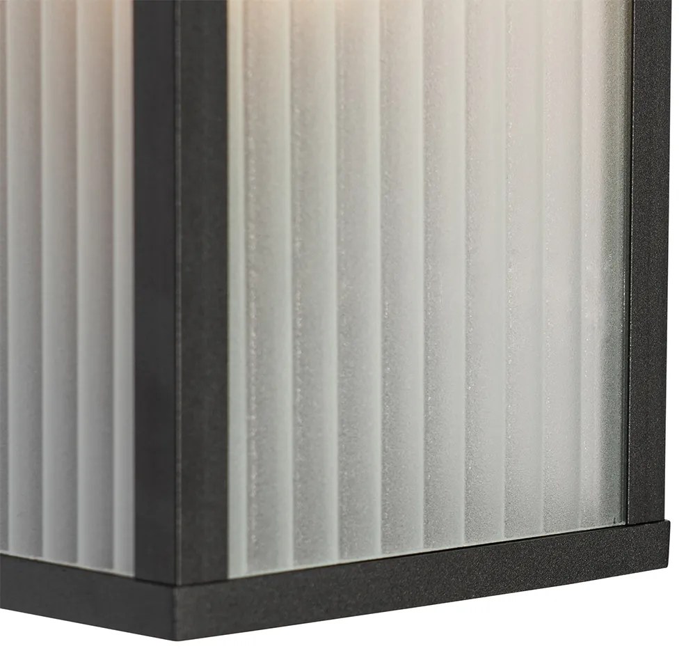 Buiten wandlamp zwart met ribbel glas IP44 - Charlois Modern E27 IP44 Buitenverlichting