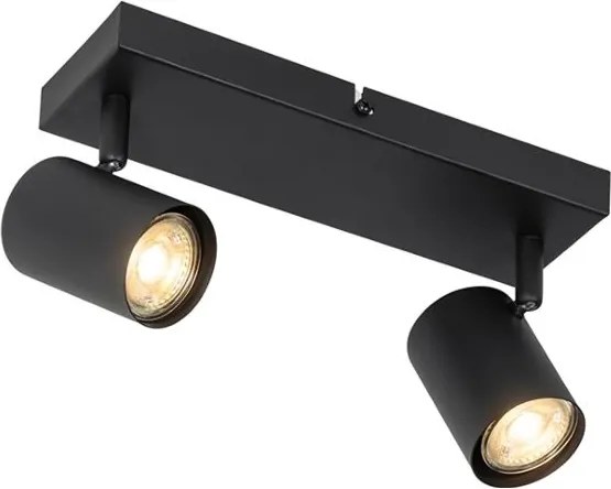 Moderne plafondlamp zwart 2-lichts verstelbaar rechthoekig - Jeana