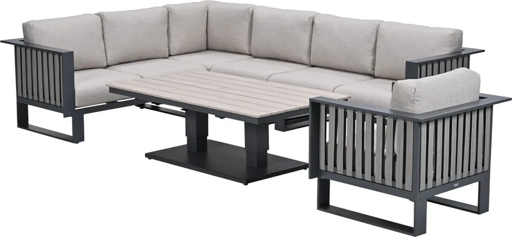 Garden Impressions Gabon - Brugge lounge dining set 6-delig - donker grijs