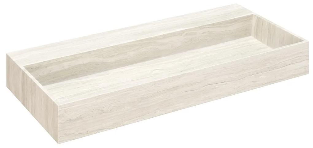 Fontana White Travertin badmeubel 100cm mat wit met ribbelfront zonder kraangat