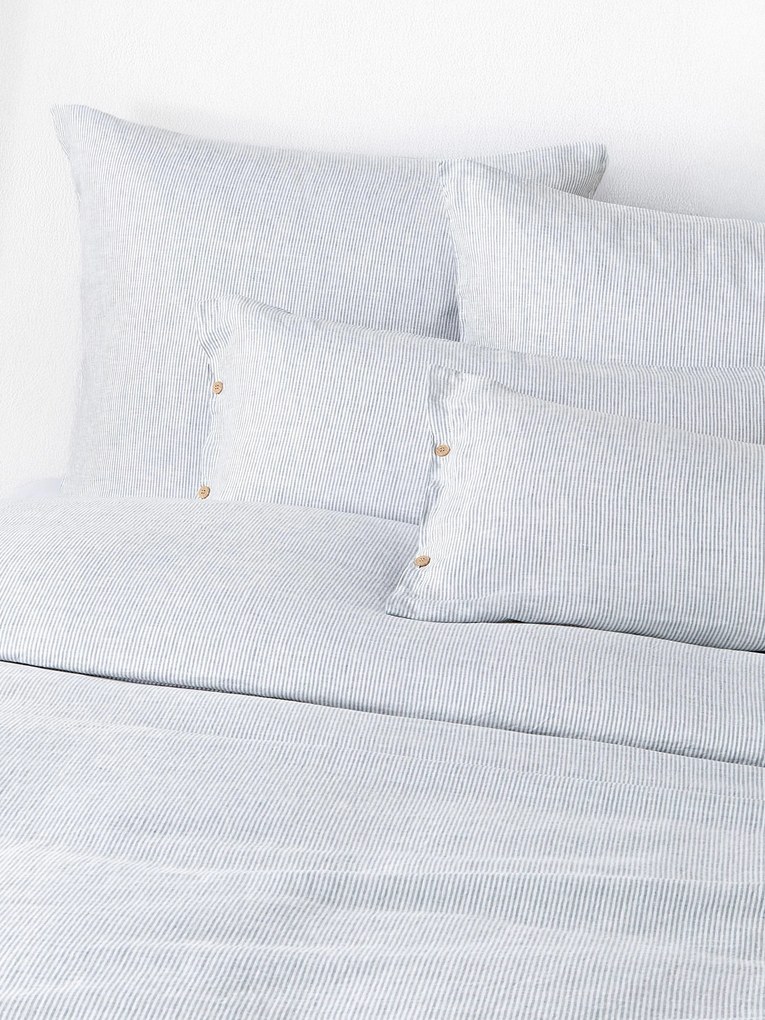 Gewassen linnen dekbedovertrek Rinna met fijne strepen