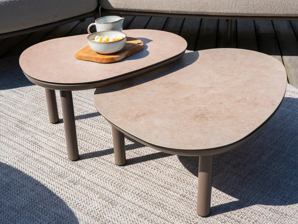 Taste by 4 Seasons Monroe set van 2 loungetafels terre 65 x 50 en 80 x 60 cm Loungetafel bruin weerbestendig