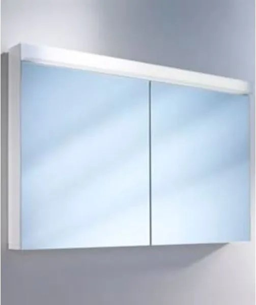 Schneider LowLine spiegelkast met LED verlichting met 2 deuren 60x77x12cm met glazen planchets wit 151261