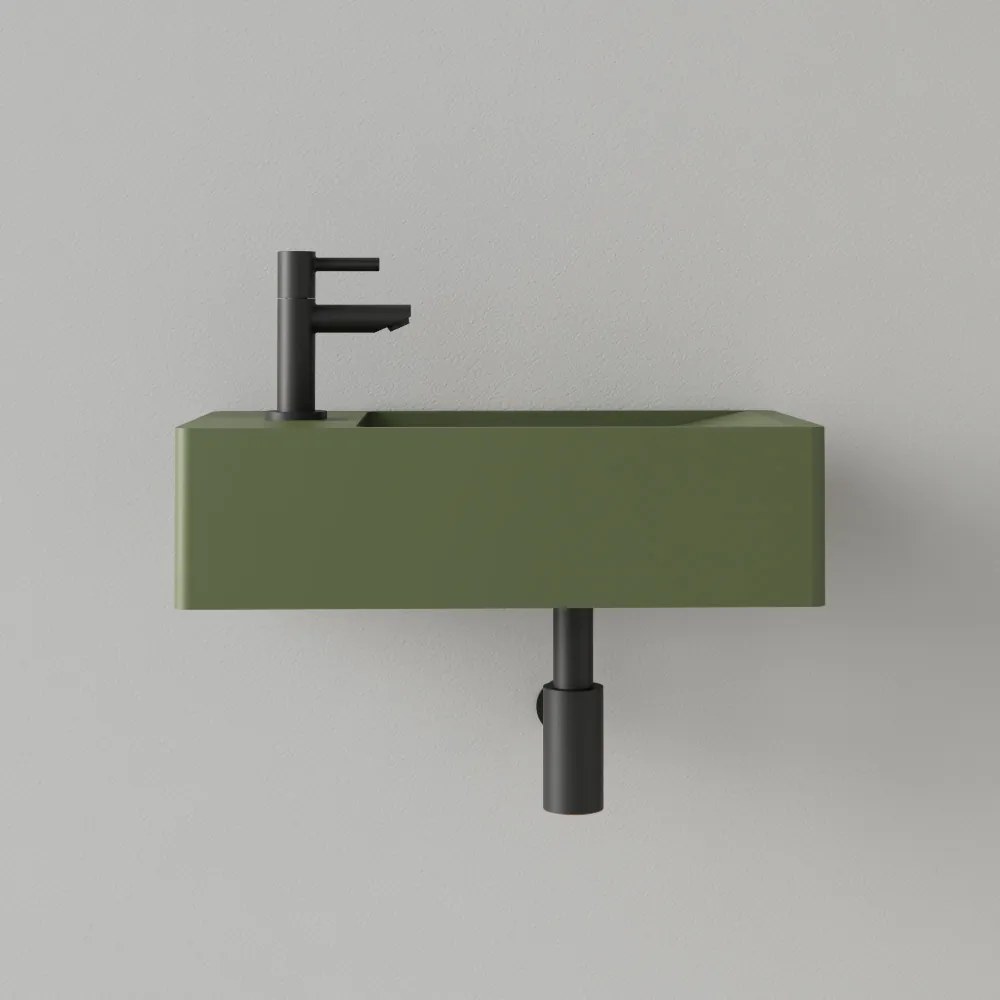Sanigoods Luko fontein 40x22cm links met kraangat olijfgroen