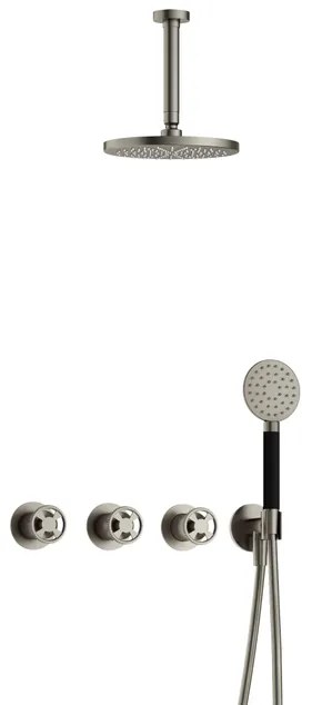 Hotbath Cobber IBSW70 Regendoucheset inbouw - 15cm plafondarm - 20cm ronde hoofddouche - 3 standen handdouche - Geborsteld nikkel IBSW70GN12