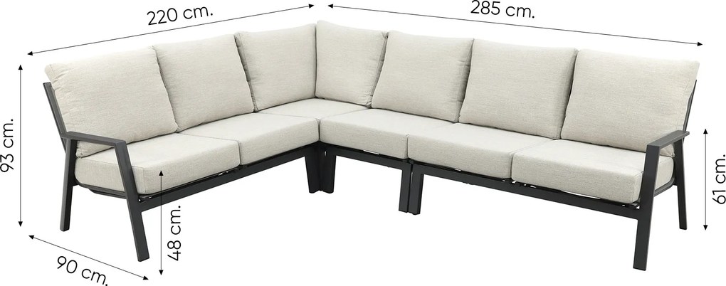 Lagos/Rhodos loungeset - hoekbank - links & rechts