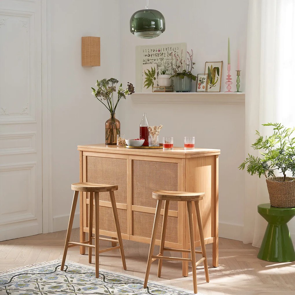 Barkruk in massief eik H68, Dragy