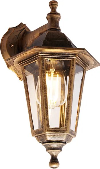 Antieke buiten wandlamp goud IP44 - New Haven