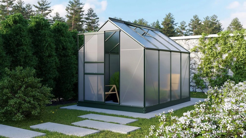 Vitavia Planet serre - 5m² - met 6 mm polycarbonaat - Donkergroen