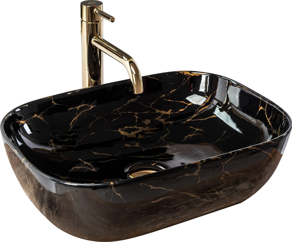 Opzetwastafel Rea Belinda Black Marble Shiny