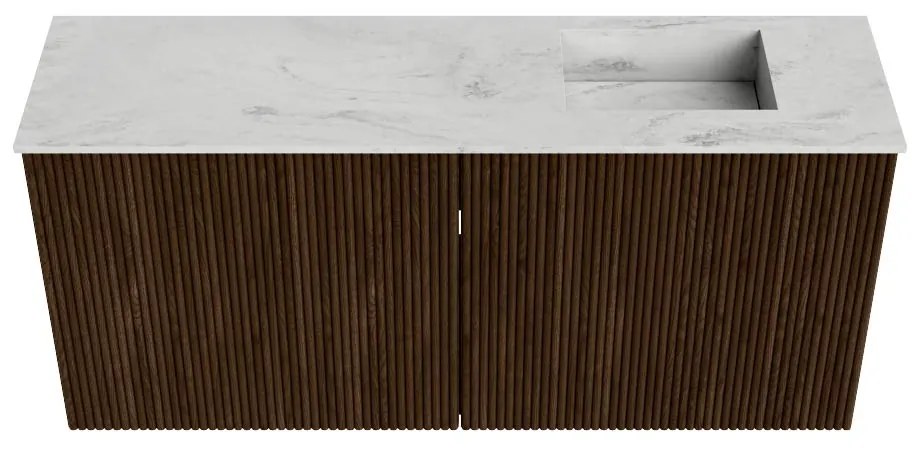 Mondiaz Joya DLux 90cm toiletmeubel walnut met wastafel faye rechts zonder kraangat opalo