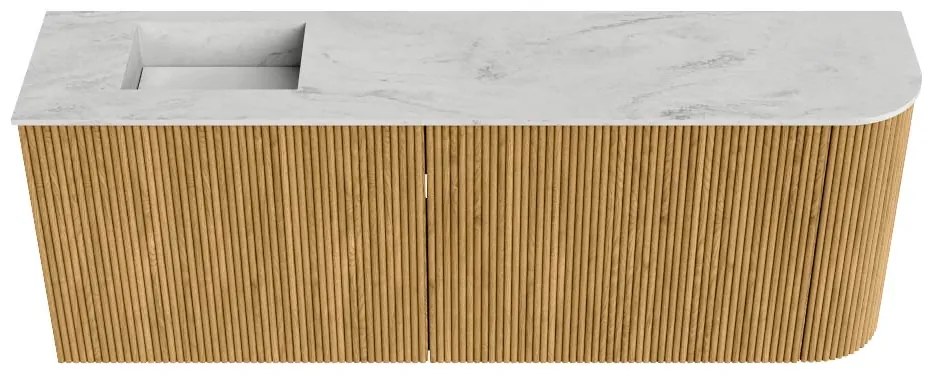 Mondiaz Joya DLux 110cm toiletmeubel ronding rechts oak met wastafel faye links zonder kraangat opalo
