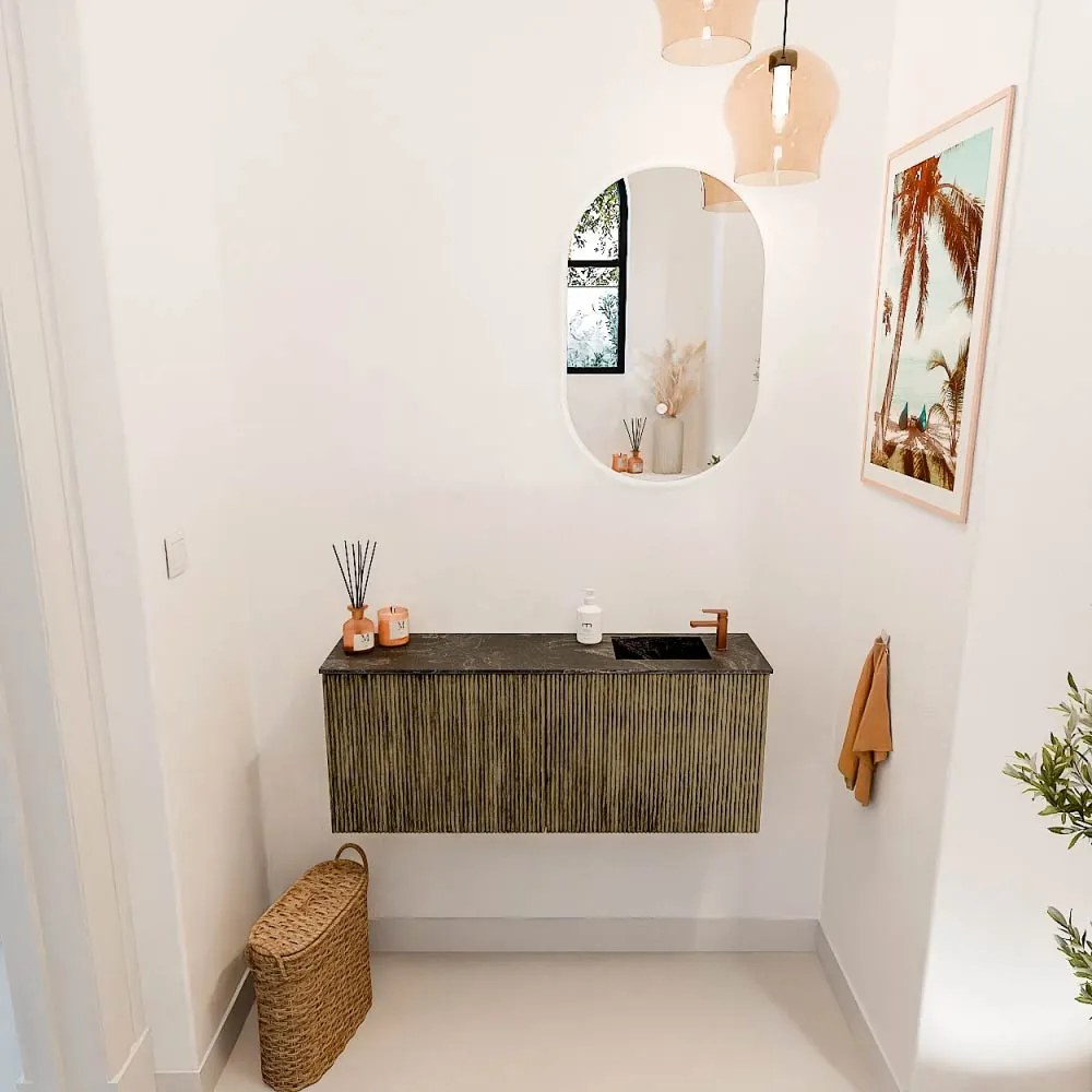 Mondiaz Joya DLux 100cm toiletmeubel dusk met wastafel faye rechts 1 kraangat lava