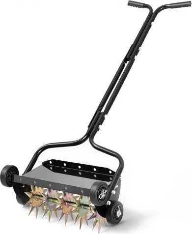 VEVOR Handmatige gazonbeluchterrol 45 cm, gazonbeluchter met een werkdiepte van 5 cm en 4 rollen, 18 kg zware stalen gazonbeluchter, gazonrol voor verdichte grond, gazononderhoud, tuin, zwart