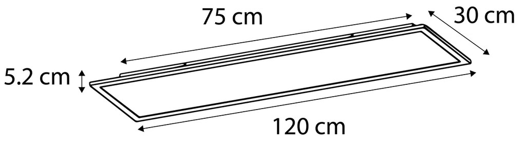 Modern LED paneel staal 120 cm incl. LED 4-staps dimbaar - Liv