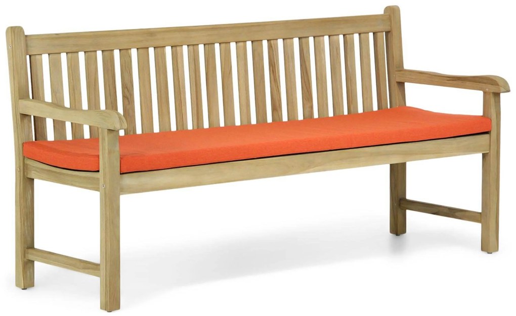 Tuinbank  teak 180 cm incl. orange kussen Teak Old teak greywash Garden Collections Preston  incl. orange kussen
