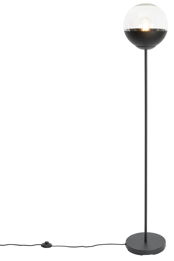 Retro vloerlamp zwart met helder glas - Eclipse