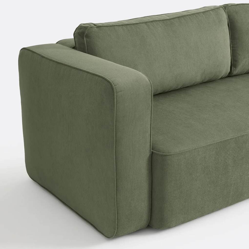 3-zitsbank, omvormbaar, met box, van fijn ribfluweel, AMEDEA