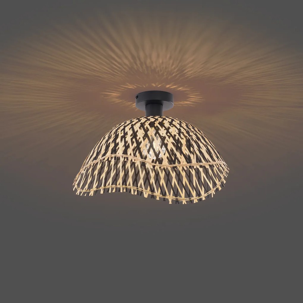 Art Deco plafondlamp zwart bamboe 40cm - Alka