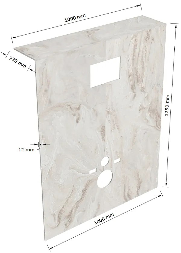 Mondiaz Hope toiletplaat solid surface 100x125cm frappe voorgeboord