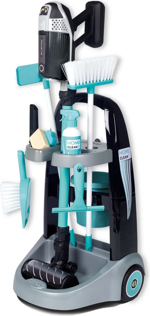 Smoby speelgoed Rowenta schoonmaaktrolley met stofzuiger - Schoonmaaktrolley + stofzuiger