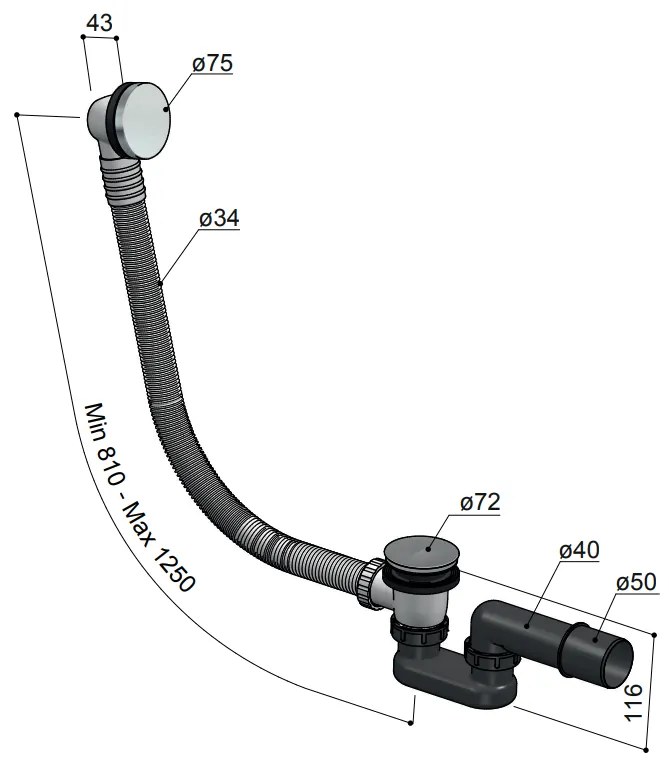 Hotbath Archie badoverloop verlengd gunmetal geborsteld PVD