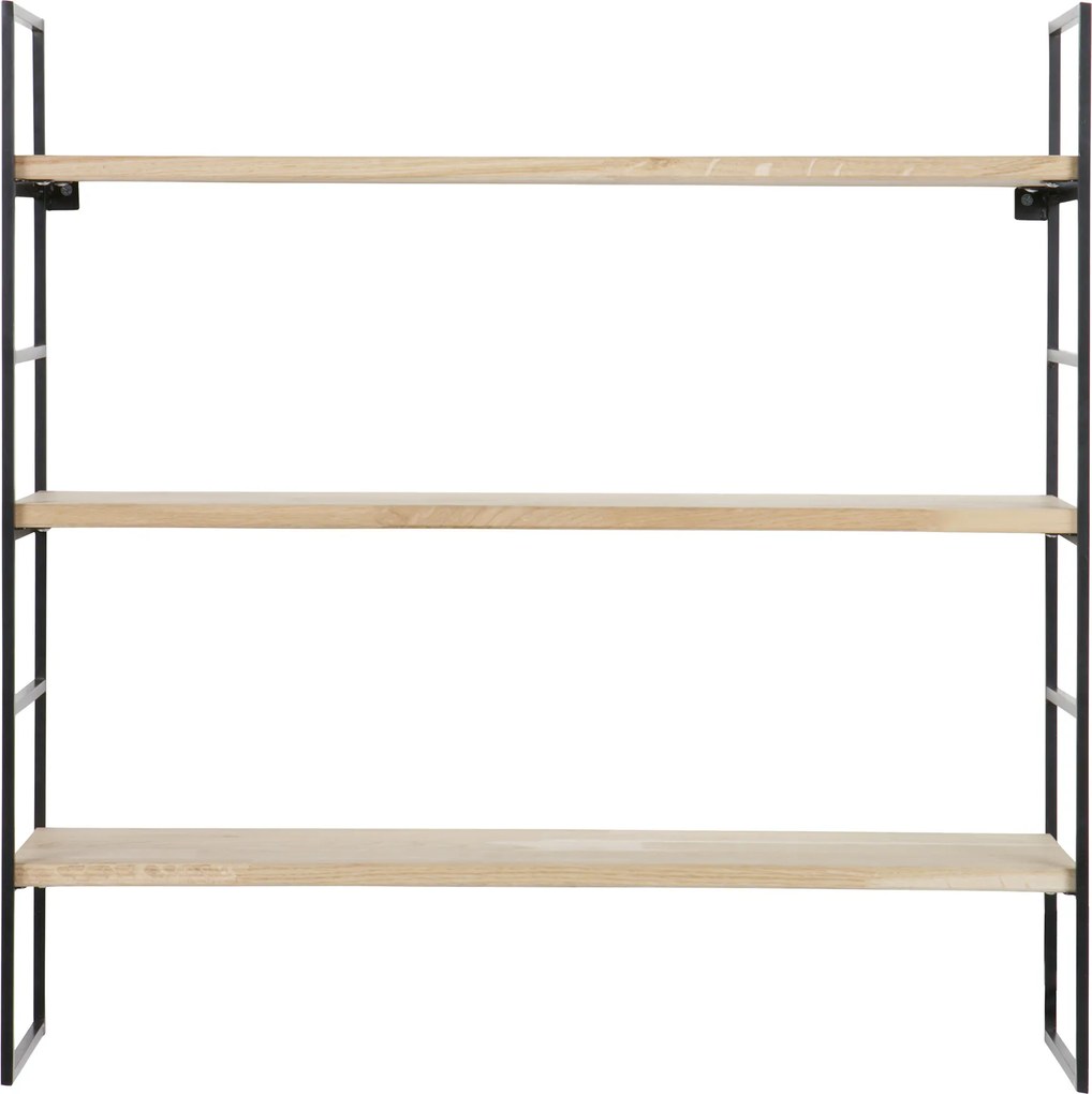 Woood Hangend Wandrek 'Meert' met 3 planken, kleur Zwart