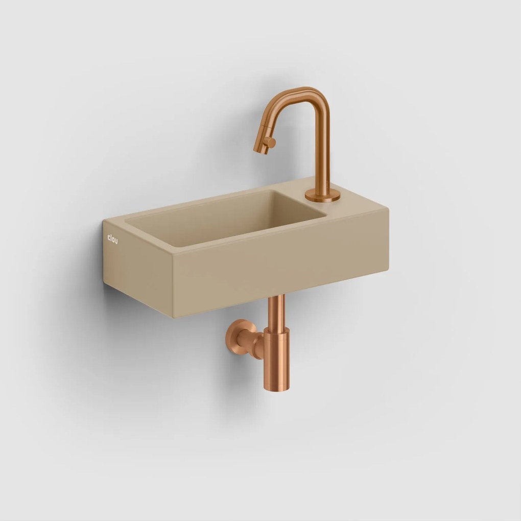 Clou Flush 3 keramische fontein 36cm met kraangat rechts mosterd mat