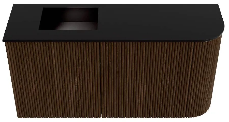 Mondiaz Joya 80cm toiletmeubel ronding rechts walnut met wastafel faye links zonder kraangat urban