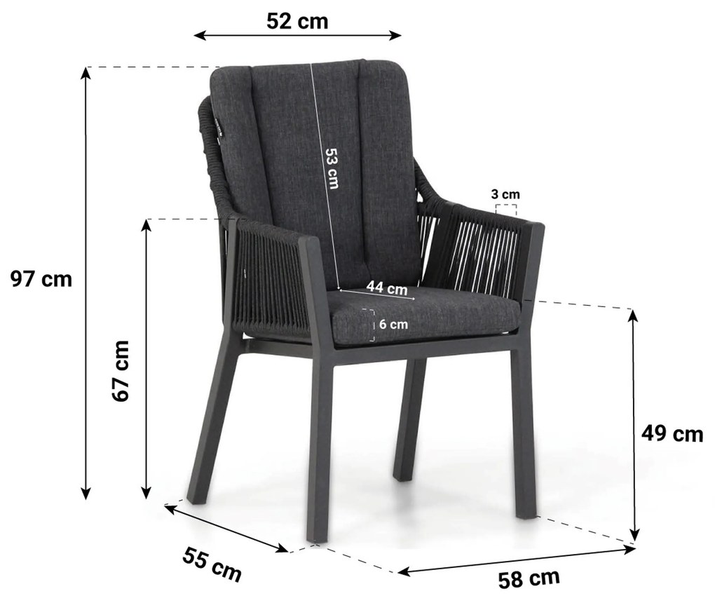 Tuinset 6 personen 217 cm Aluminium/Rope Grijs Lifestyle Garden Furniture Verona/Young
