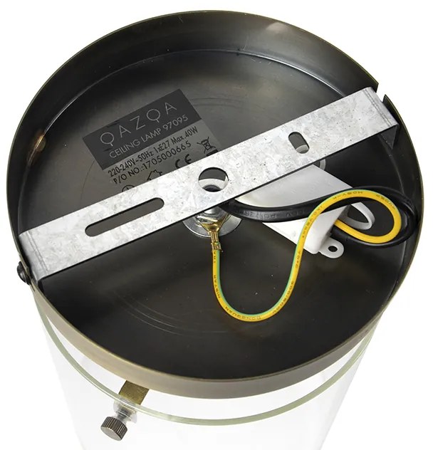 Moderne plafondlamp brons met glas - Dome