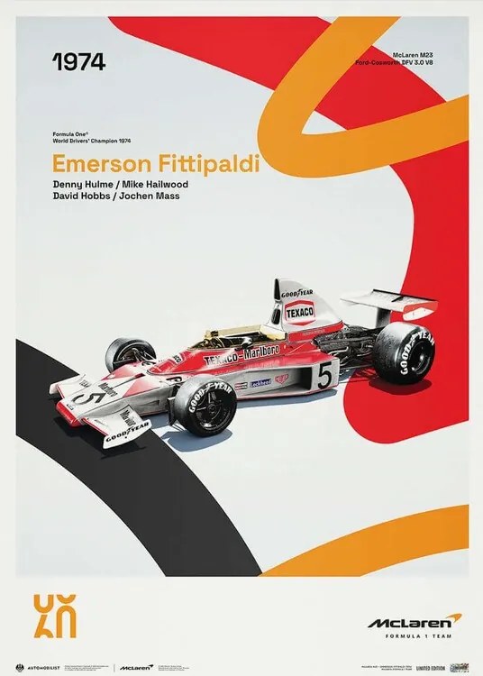 Kunstdruk McLaren Racing - M23 - 60th Anniversary - 1974, Automobilist