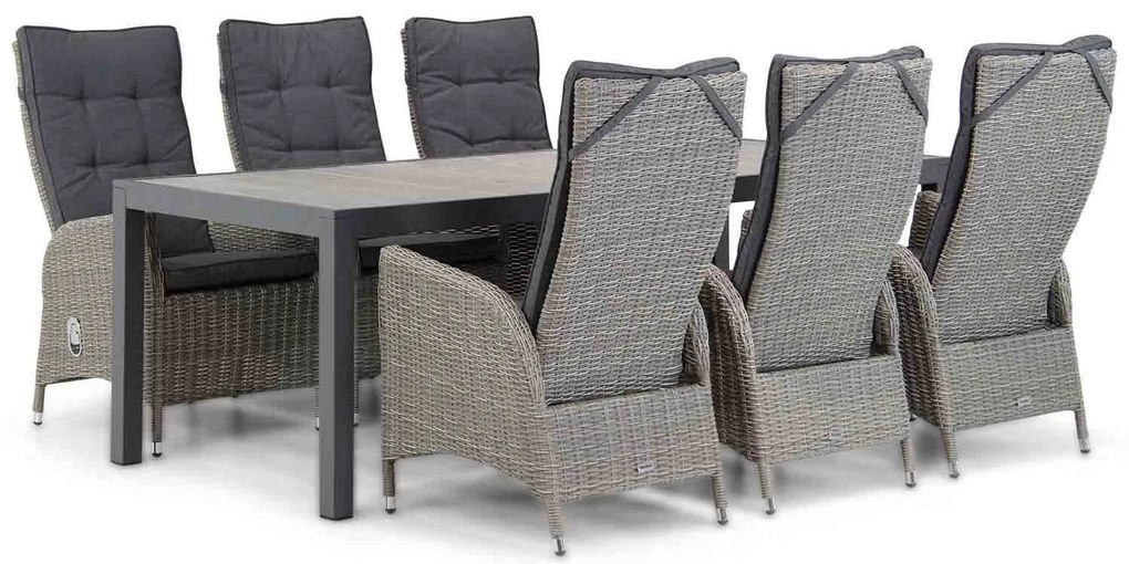 Tuinset 6 personen 220 cm Wicker Grijs Garden Collections Lincoln/Residence