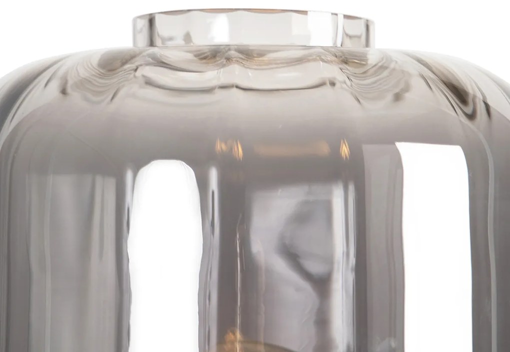 Smart vloerlamp zwart met smoke glas incl. Wifi ST64 - Qara