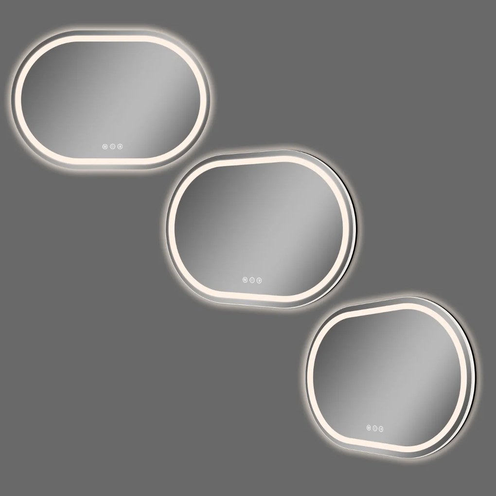 Saniclear Triova ovale spiegel 100x70cm met verwarming, directe en indirecte verlichting