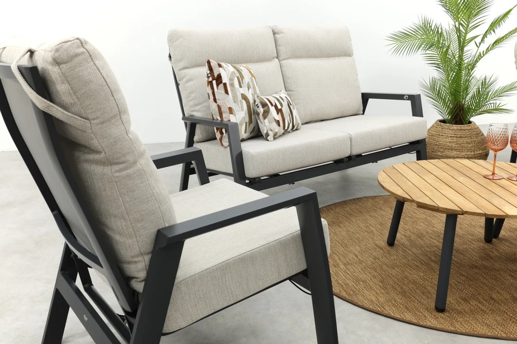 Lagos/Mindo stoel-bank loungeset 5-delig verstelbaar - Antraciet