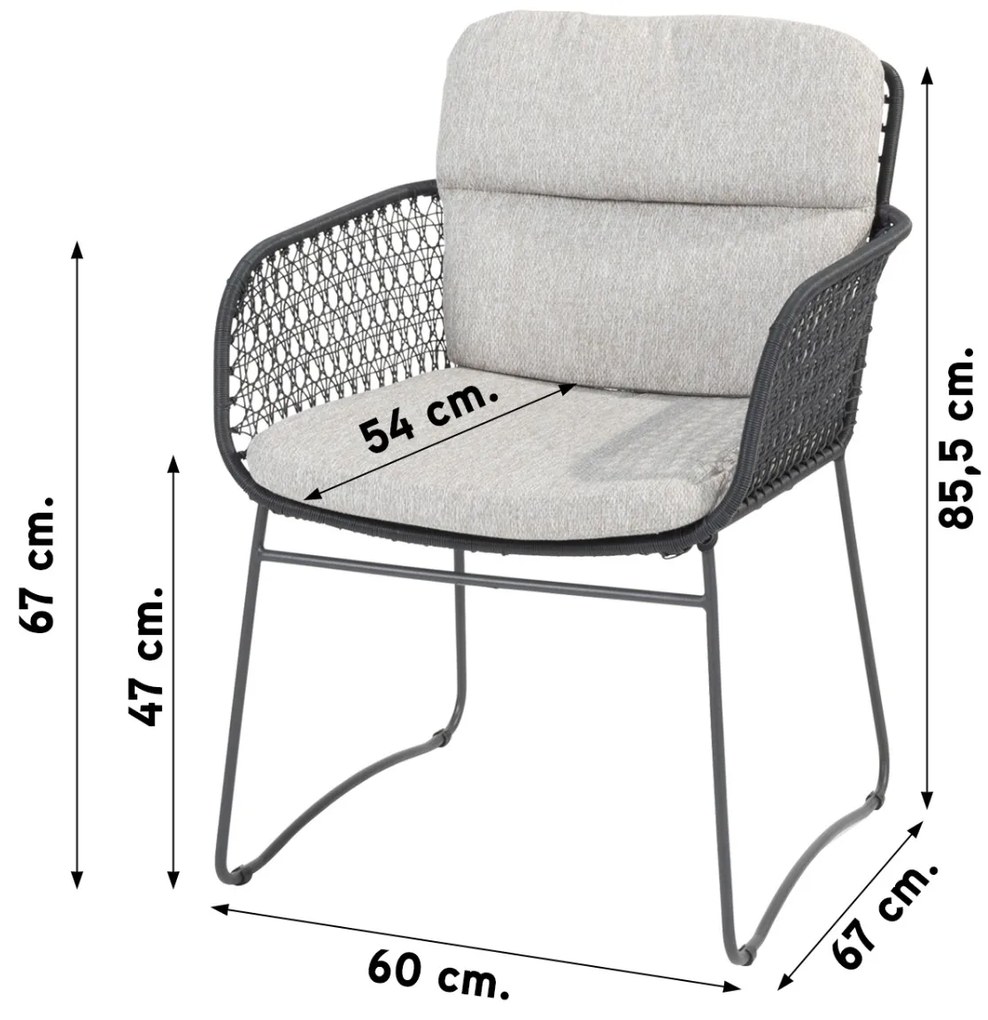 4 Seasons Aprilla tuinstoel - Antraciet (1 stuk)