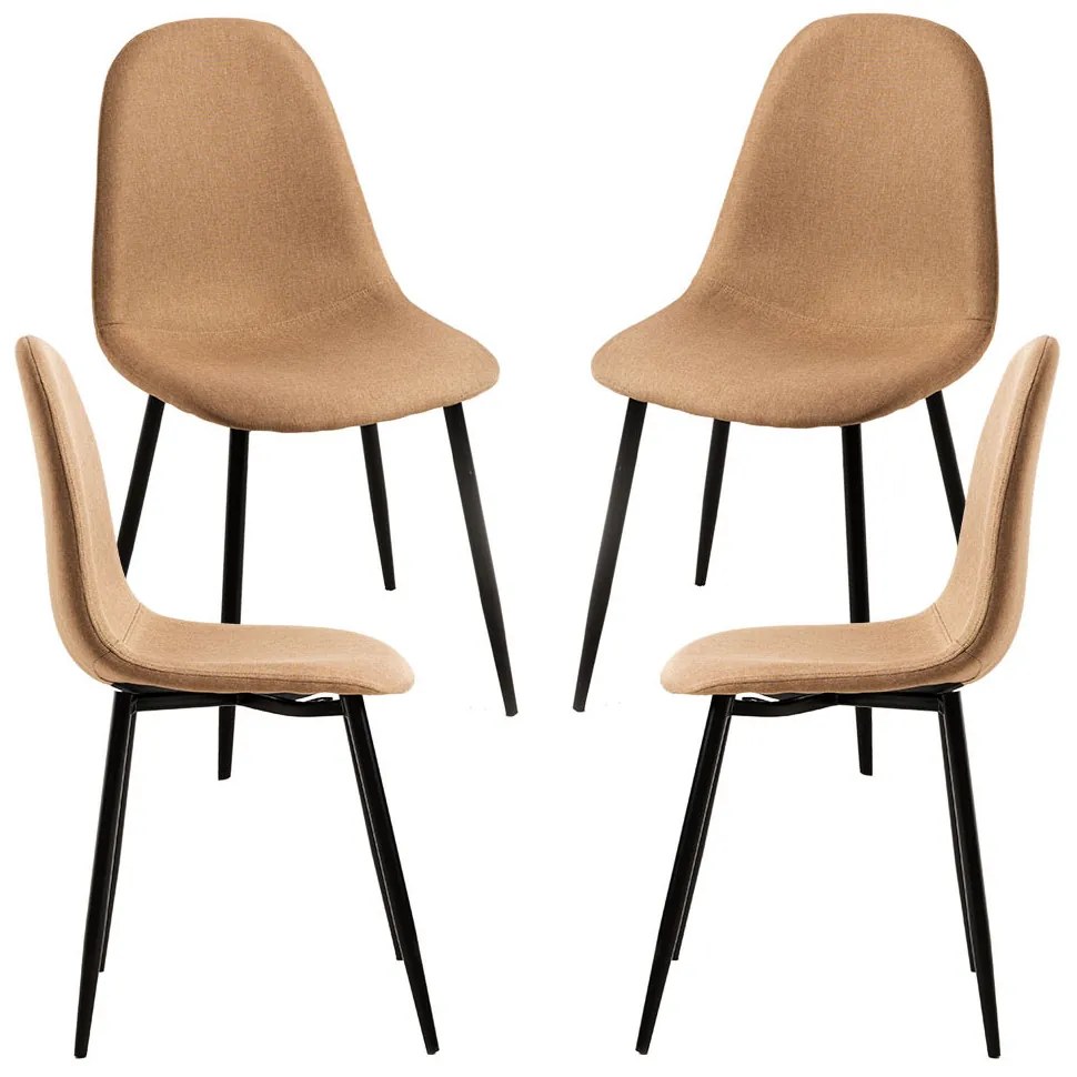 Set van 4 Zwarte Teok Stoffen Stoelen