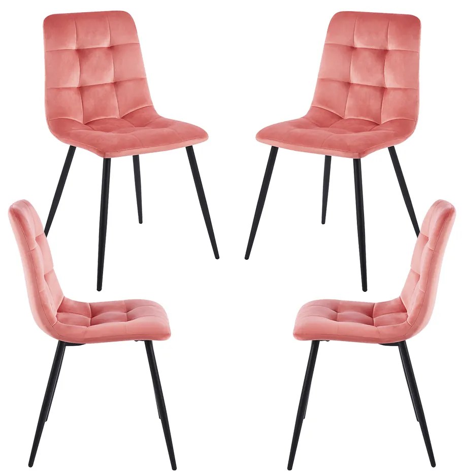 Set 4 Stoelen Stuhl Fluweel