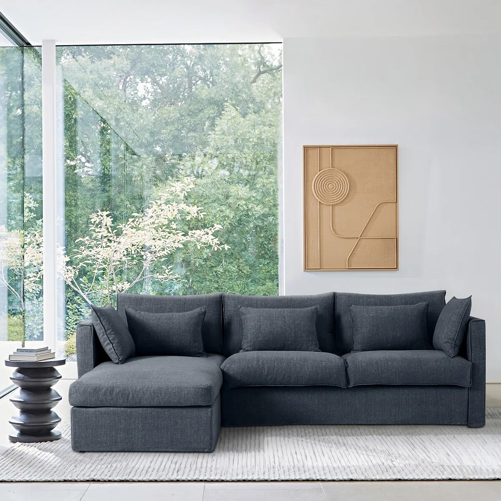 Omkeerbare en omvormbare hoekbank van katoen en linnen, Camille