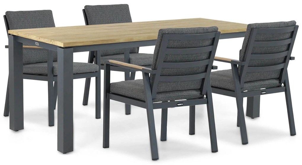 Tuinset 4 personen 180 cm Aluminium/teak Grijs Lifestyle Garden Furniture Marseille/Riviera