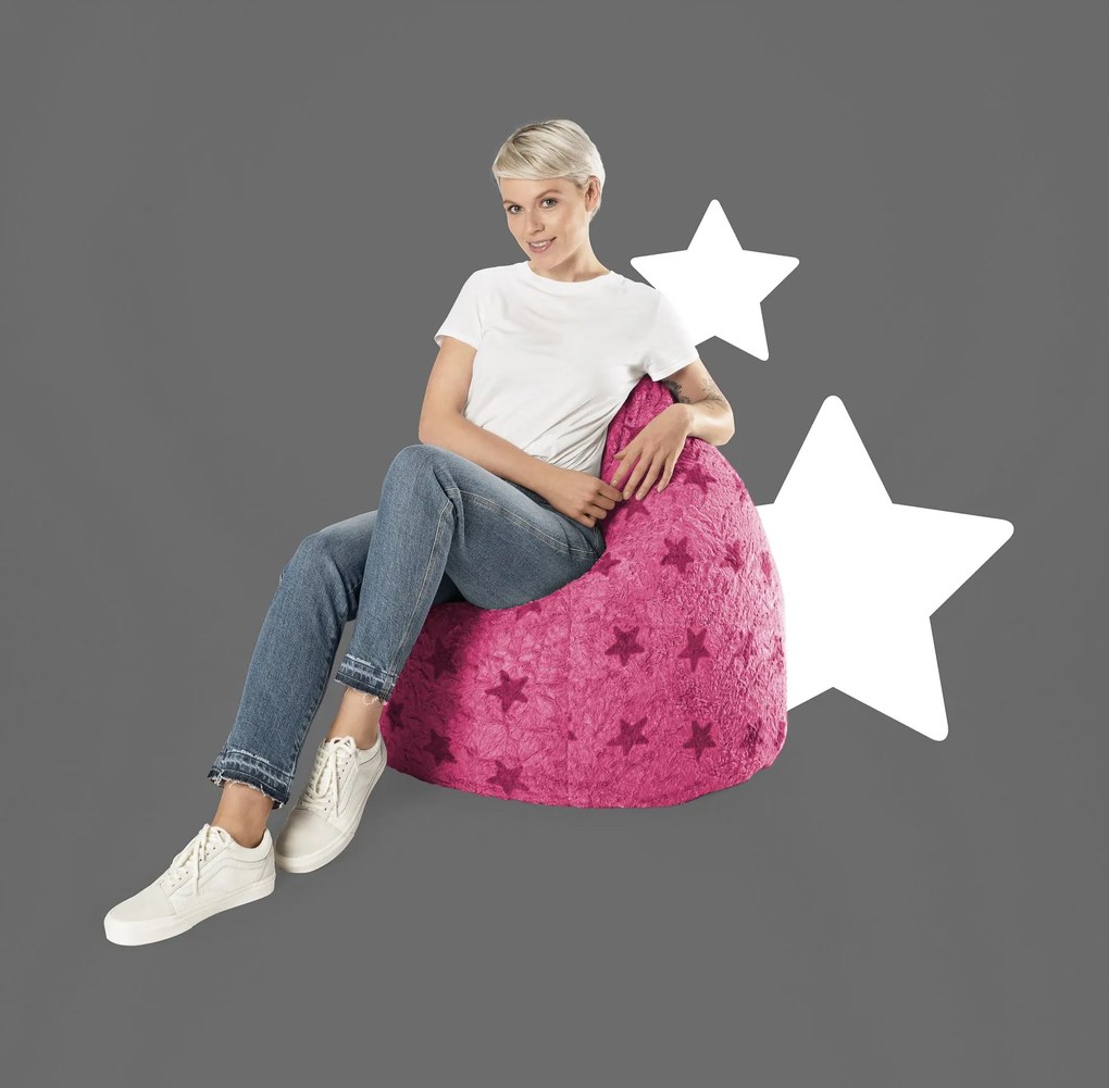 BeanBag Fluffy Stars XL - Roze